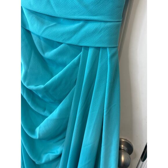 Talbot Runhof NWT Turquoise Gobhan Draped Sleeveless Formal Gown Dress Size 4 - Picture 9 of 10